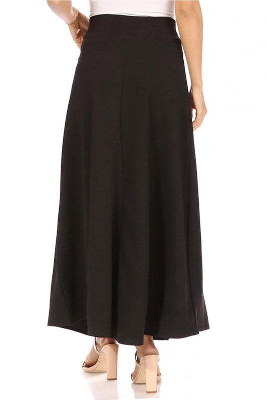 Solid Flare A-Line Long Skirt