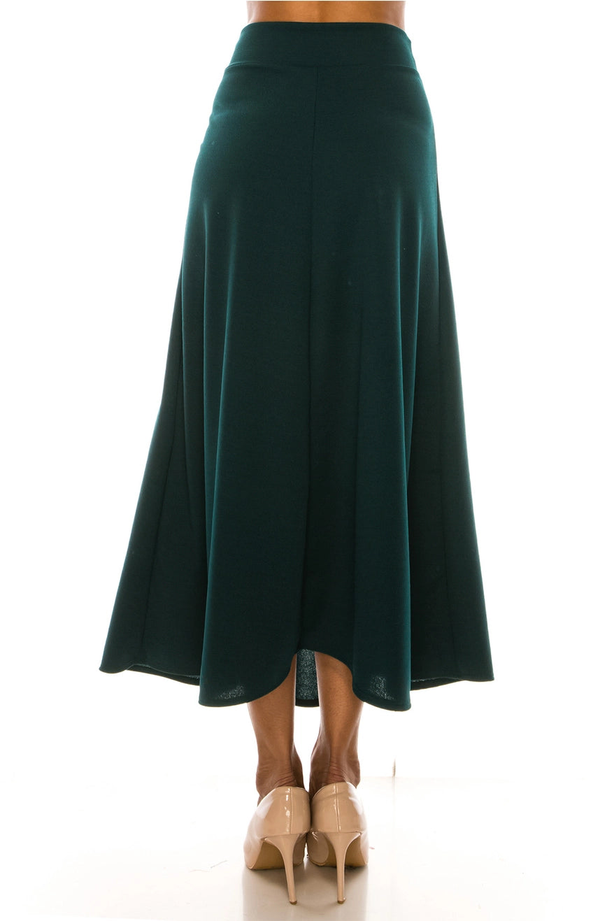 Solid Flare A-Line Long Skirt