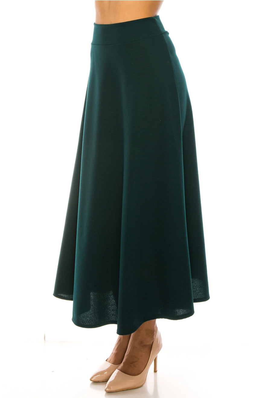 Solid Flare A-Line Long Skirt