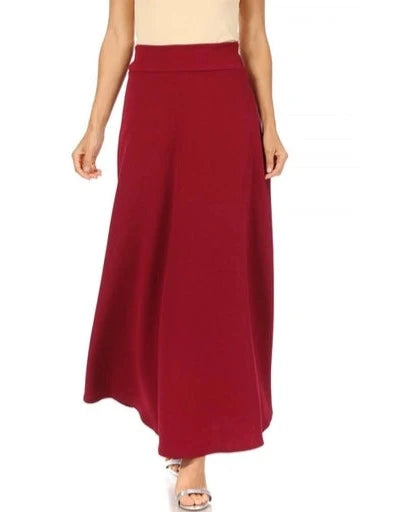 Solid Flare A-Line Long Skirt